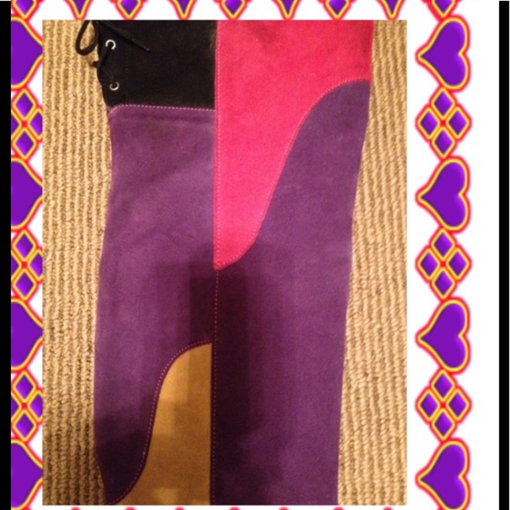 C.E.E. Over The Knee Multi Suede Boot ~ Flat Heel - image 3