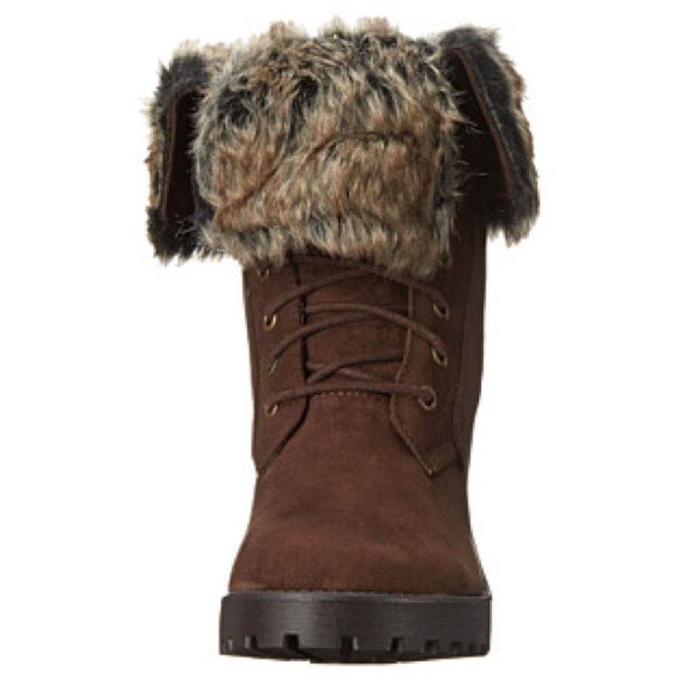Fur Cuffed Over Platform Wedge Boots - Picture 5 of 5