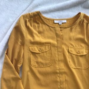 LOFT Mustard Button Up Blouse