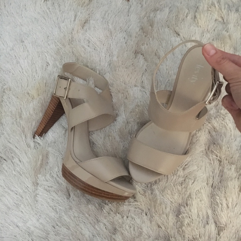 Neutral Leather Platform Sandals