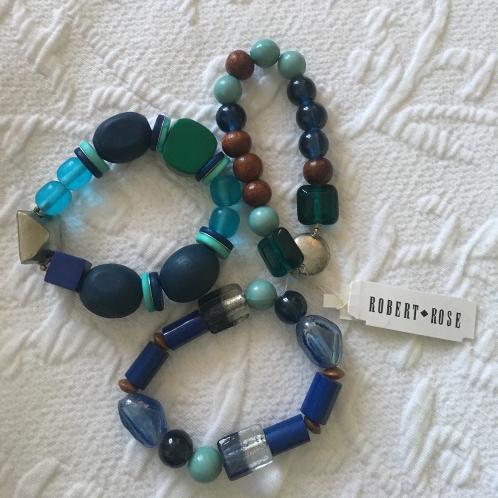 Robert Rose blue beaded bracelets, set of 3