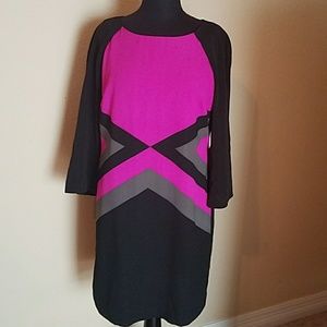 Black and pink shift dress