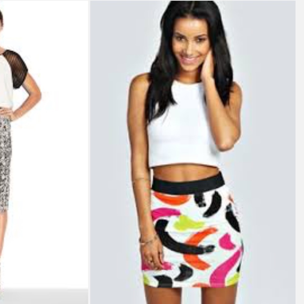 Boohoo Scribble Print mini skirt
