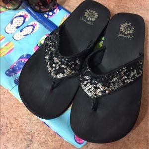 Yellow Box Sequined Flip Flops