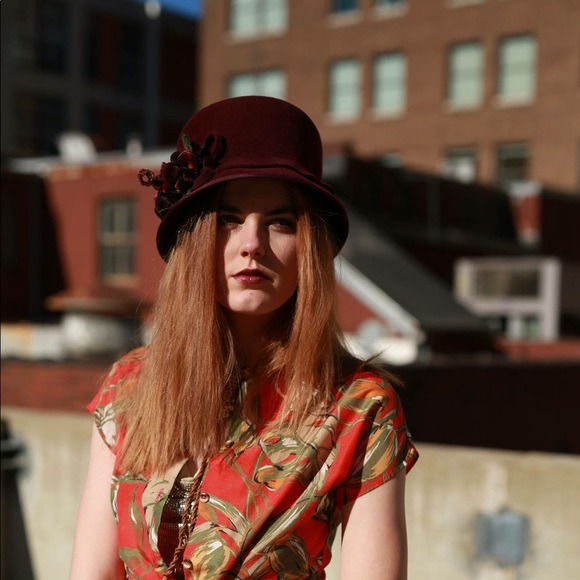 Vintage Rabbit Wool Tophat w/Velvet Cherries main image 5