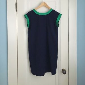 Navy and Green Dress with Necklace
