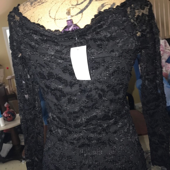 NWT HALE BOB BLACK LACE L/S MINI - Picture 4 of 5