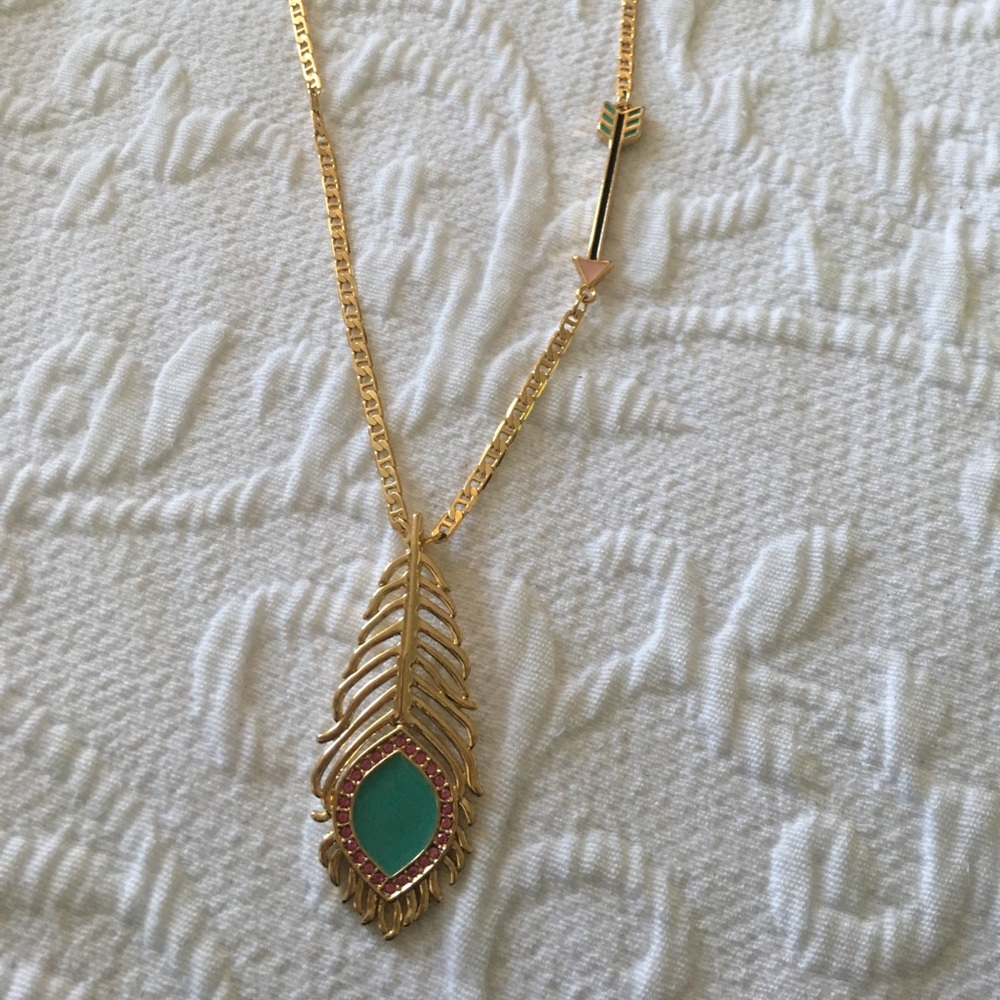 Wildfox peacock feather necklace
