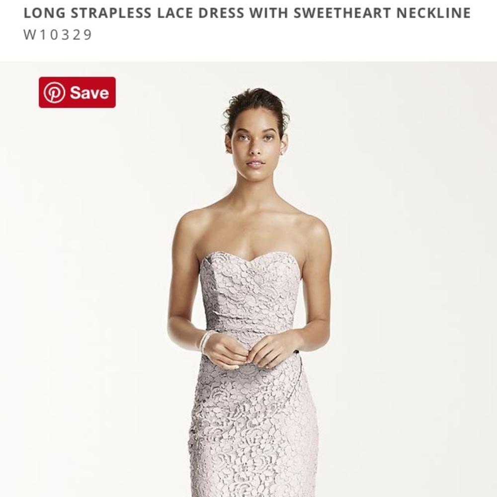 David's Bridal - Grey Strapless Lace Dress