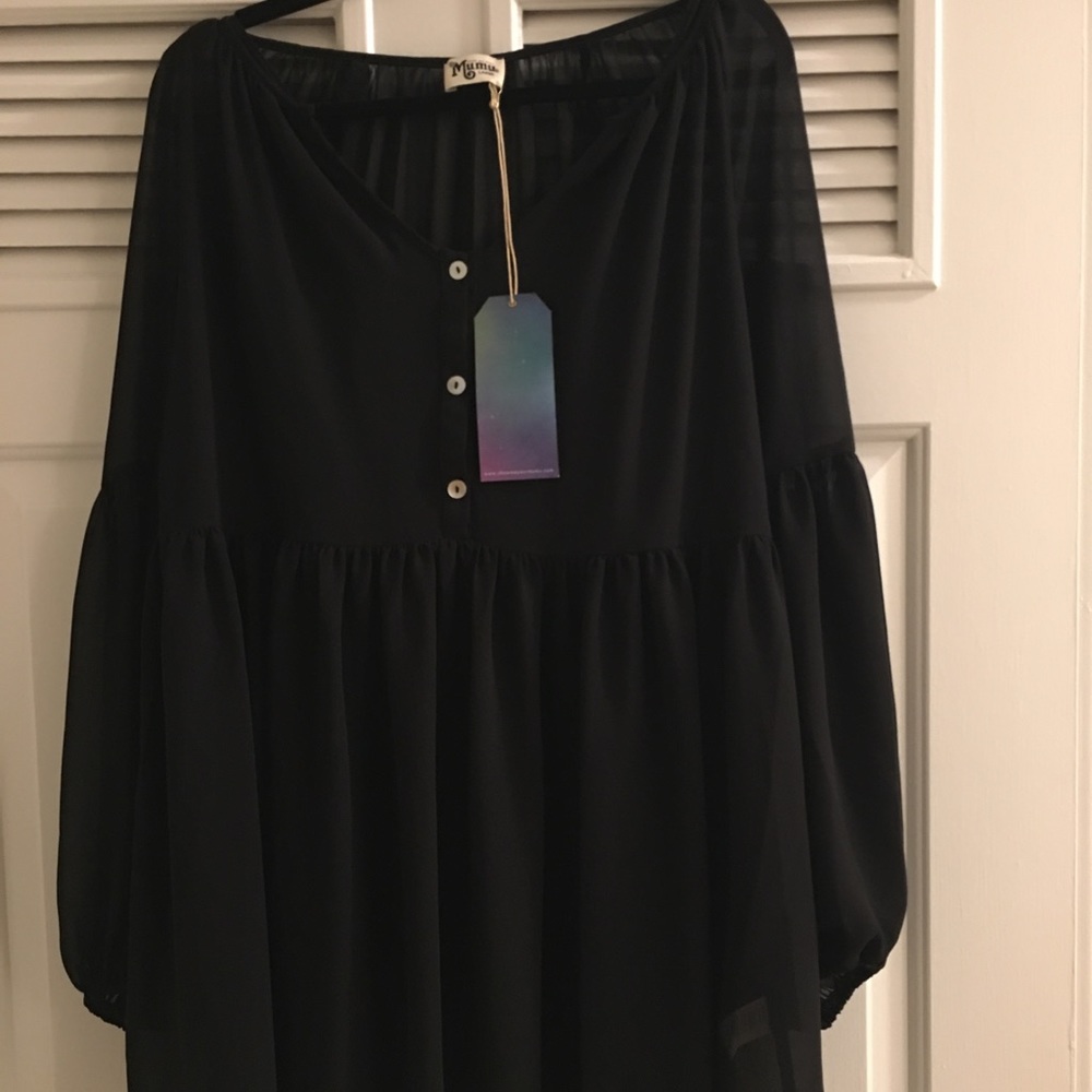 Show Me Your Mumu Sienna Swing Tunic Black Chiffon