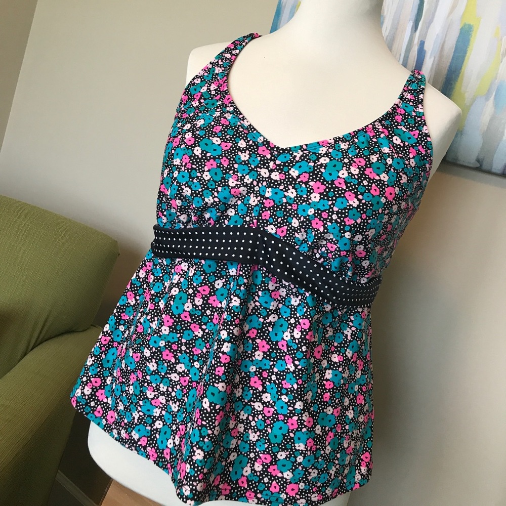 Floral & Polka Dot Tankini Top