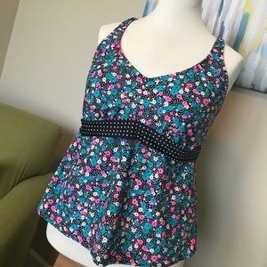 Floral & Polka Dot Tankini Top