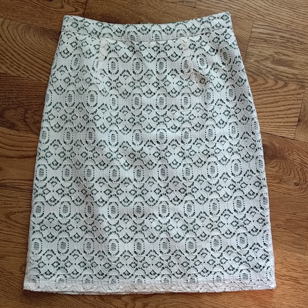 Anthropologie eyelit green/ivory skirt
