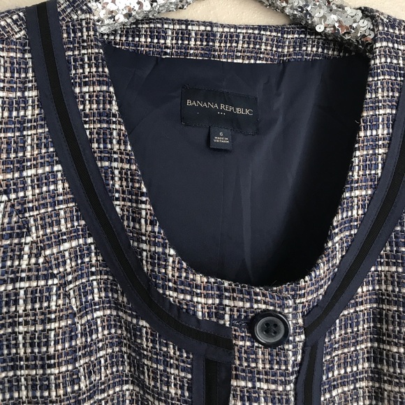 Blue tweed short sleeved blazer - Picture 3 of 4