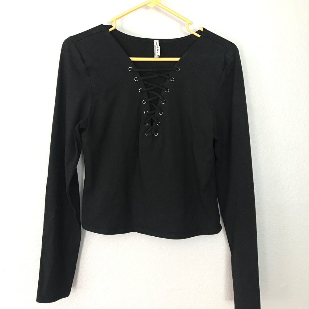LF lace up long sleeve top