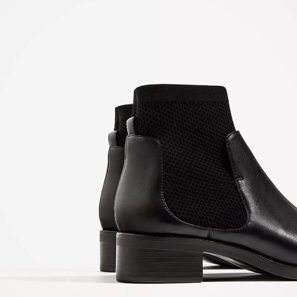 Zara Shoes New Zara Black Flat Sock Ankle Boots Size 6 Poshmark