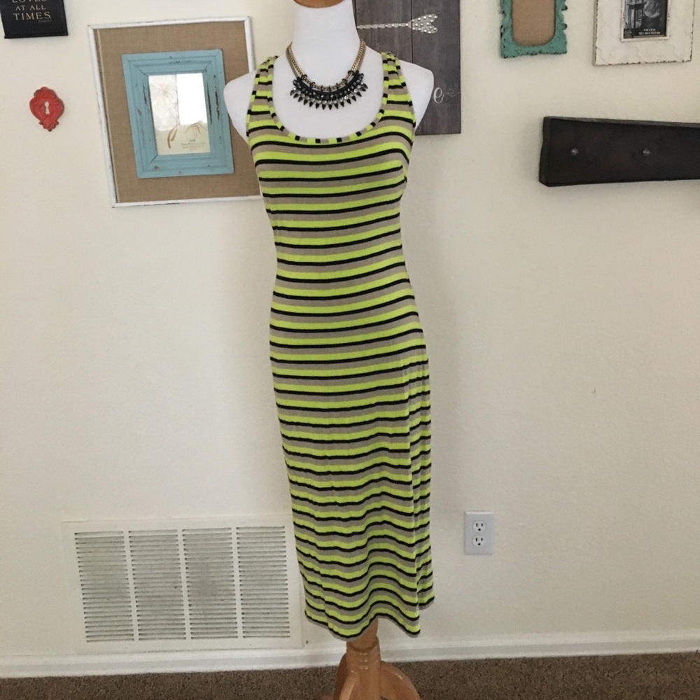 Bebe multi-color criss crossed back midi dress