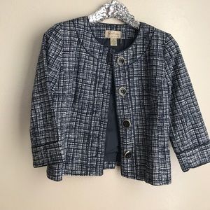 Navy quarter sleeve tweed blazer