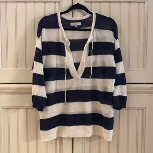 Loft Sweater Navy and White Stripes