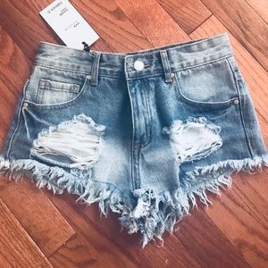 Distressed Denim Cut Off Shorts