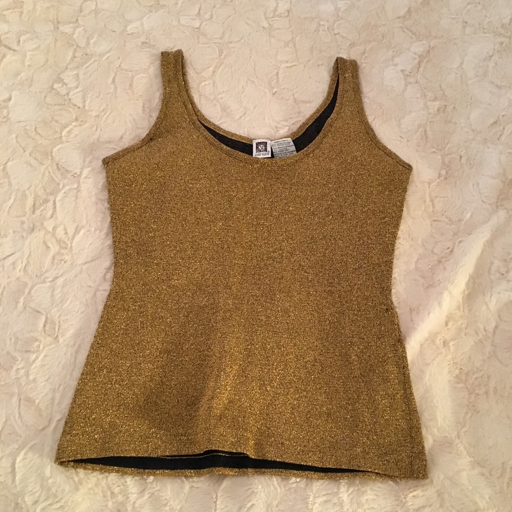 💫 ANNE KLEIN Gold Glitter Top
