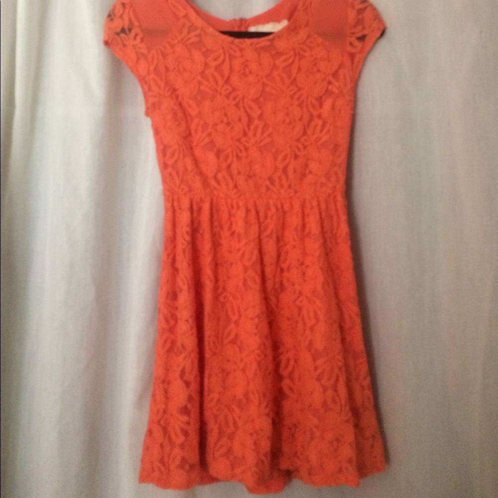 Coral Laced Mini Dress