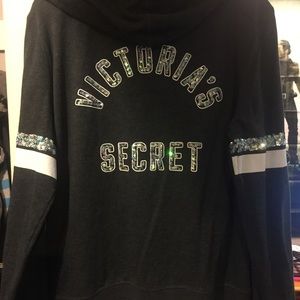 Victoria's Secret PINK Charcoal Grey Bling Hoodie
