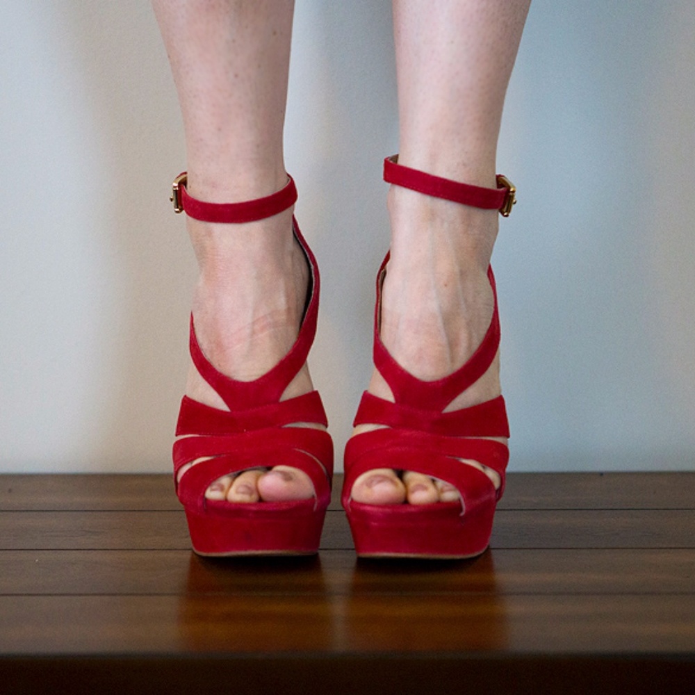 Michael Kors Super Sexy Red Suede Heels Size 8