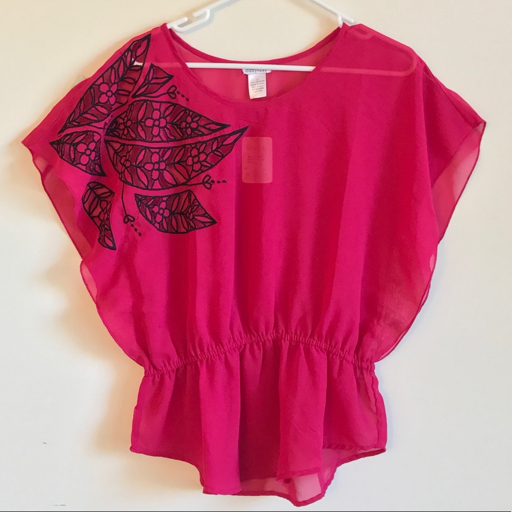 Fuchsia Top with Cut Out Detailing