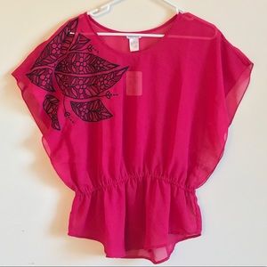 Fuchsia Top with Cut Out Detailing