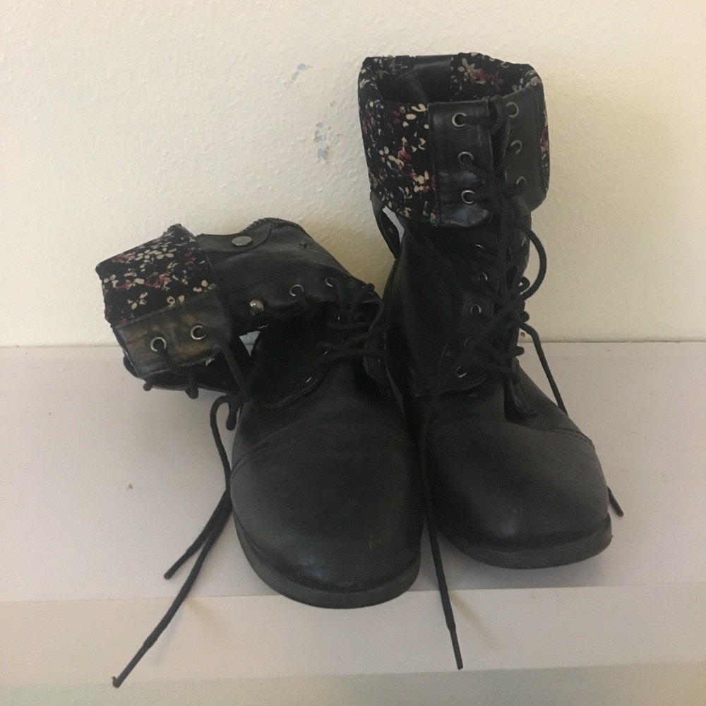 Black combat boots