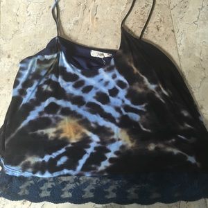 Tie dyed, lace crop top!