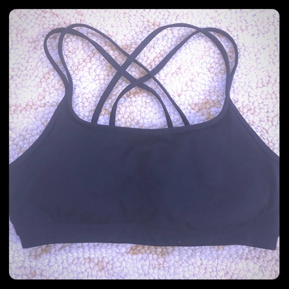 Athlete black strappy sports bra