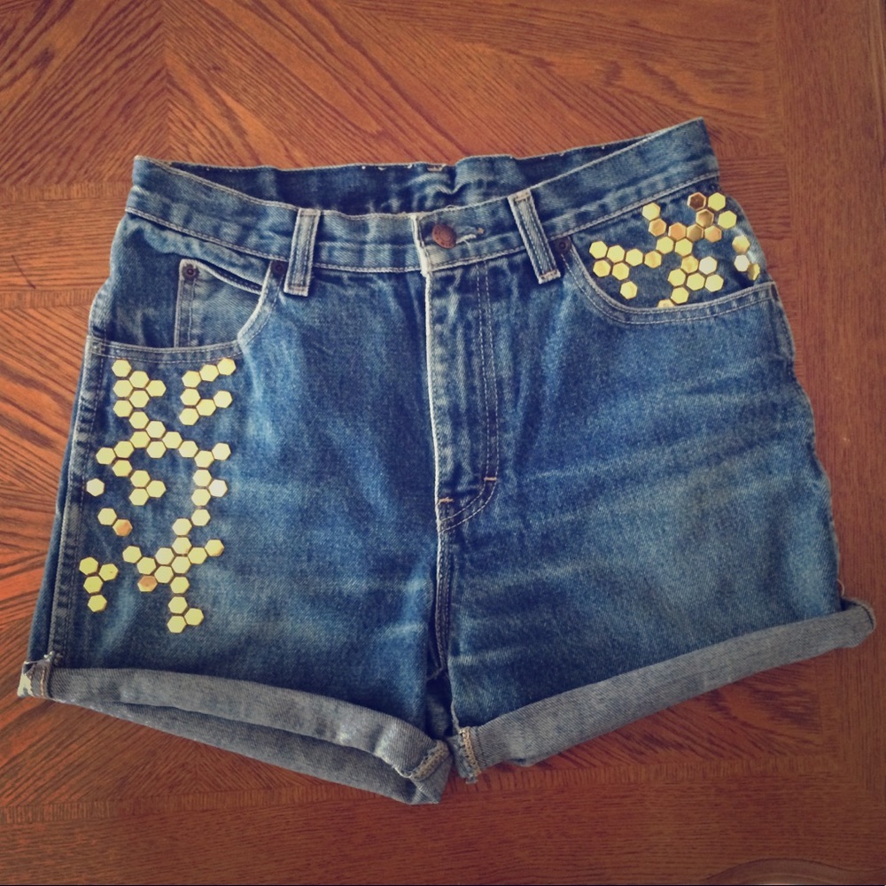 High Waisted Vintage Calvin Klein Studded Shorts