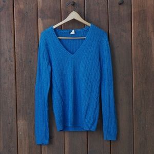 J Crew Blue Cashmere Merino V-neck Sweater - Sz S