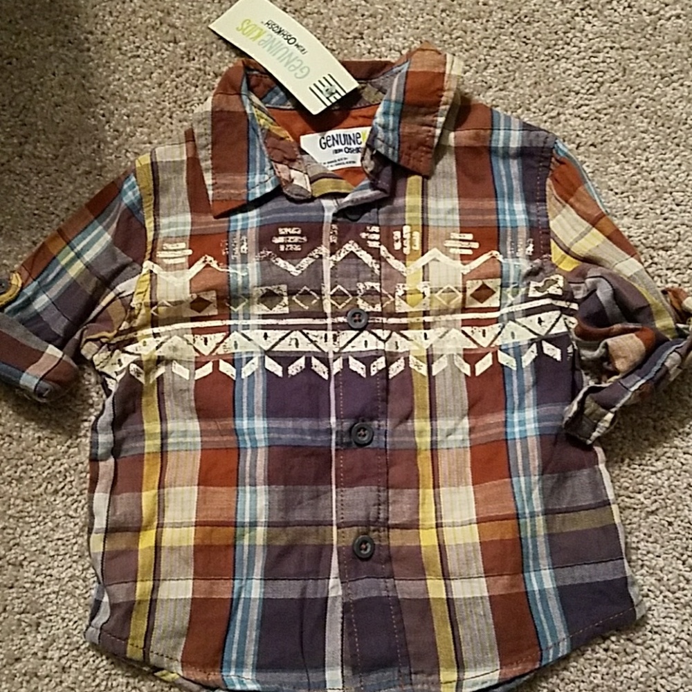 Oshkosh Boys Button down shirt, long sleeves, 12mo