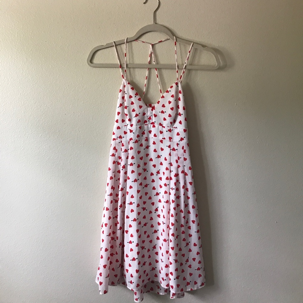 Express hearts and arrows red and white mini dress