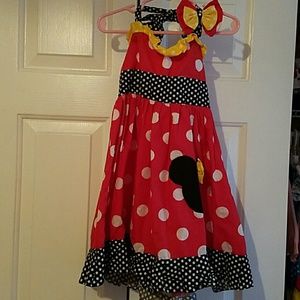 Custom minnie mouse dress with bow fits 4-5T