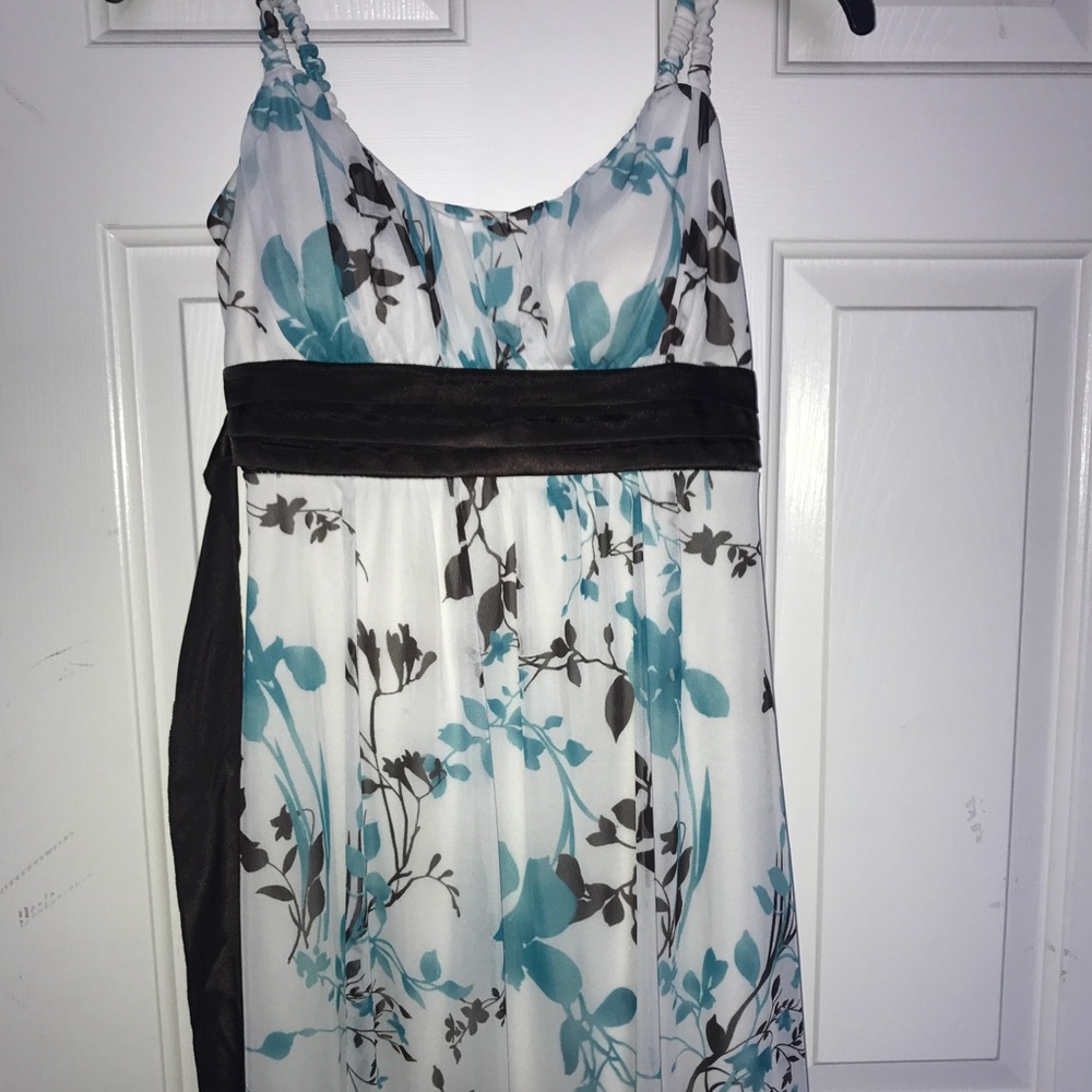 Teal and Brown Floral Dress