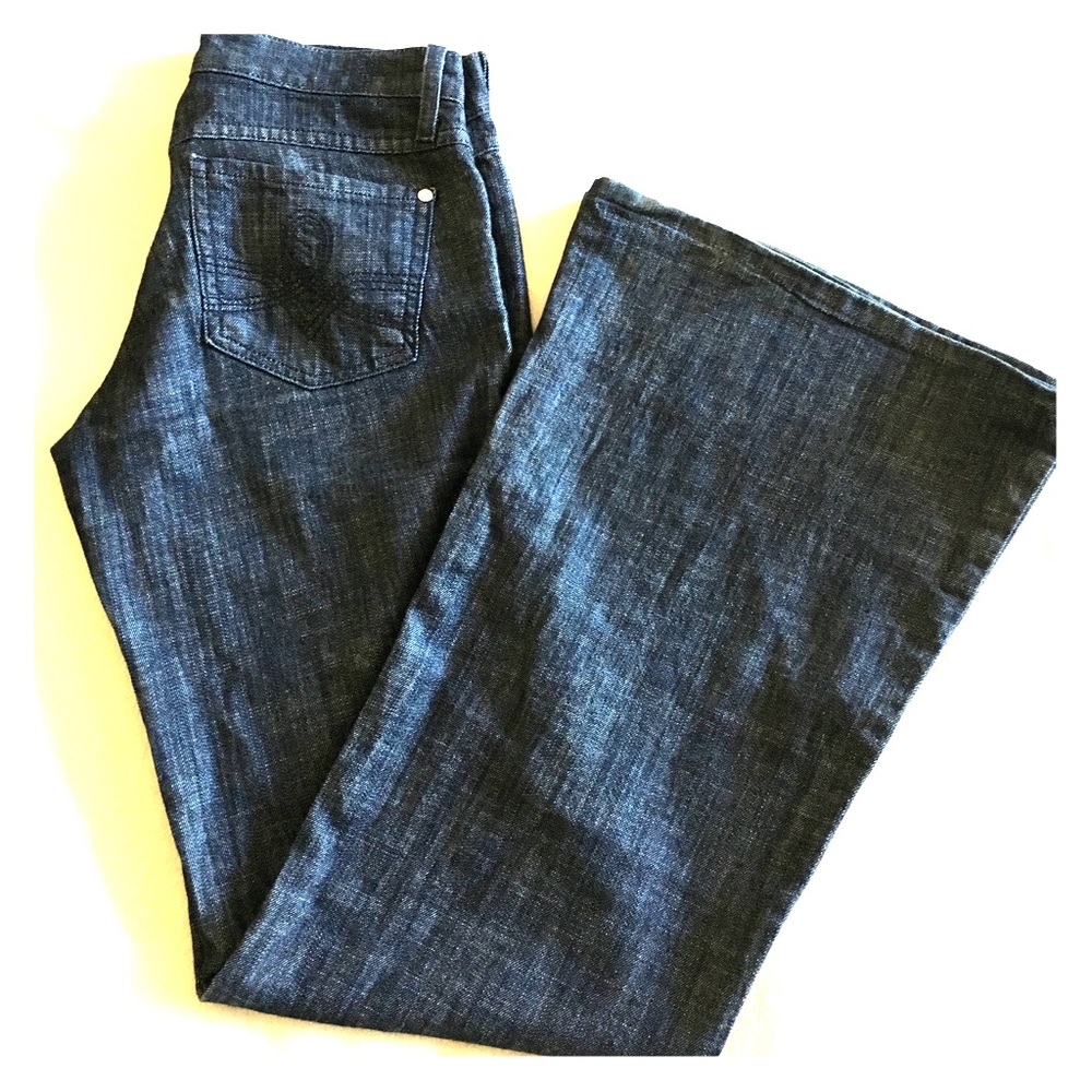 Plastic by Gly Size 3 wide leg flare jeans