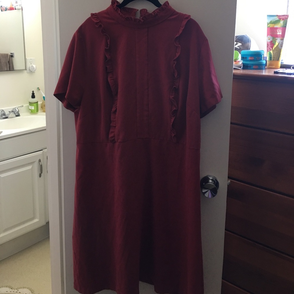 Red bib dress from Eloquii.