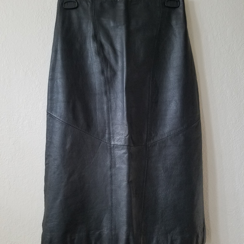 Vintage 80's Black Leather pencil skirt