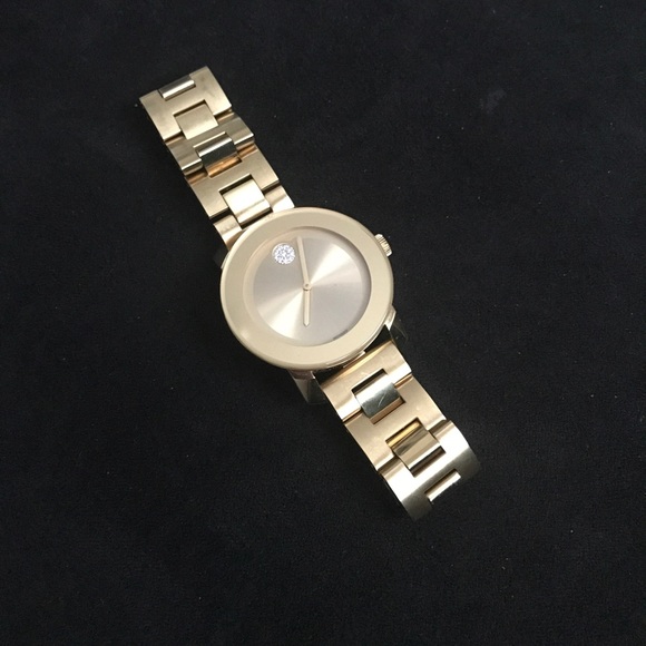 Gold Movado Bold Watch with Swarovski crystal