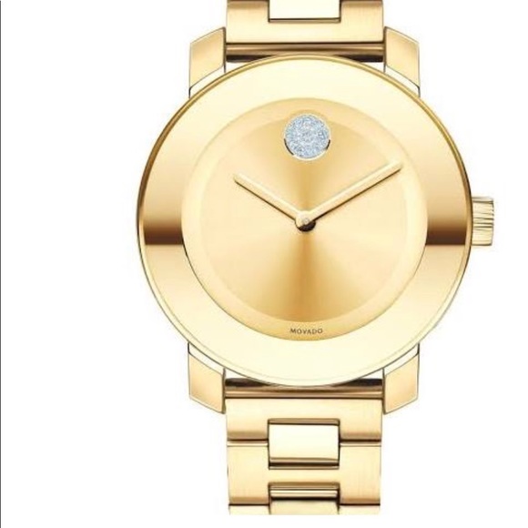Gold Movado Bold Watch with Swarovski crystal