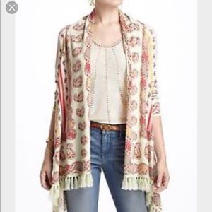 Anthropologie Guinevere cardigan paisley fringe