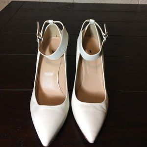 J.Crew collection white leather pump ankle strap