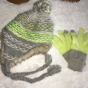 Lime Green Hat and Glove Set