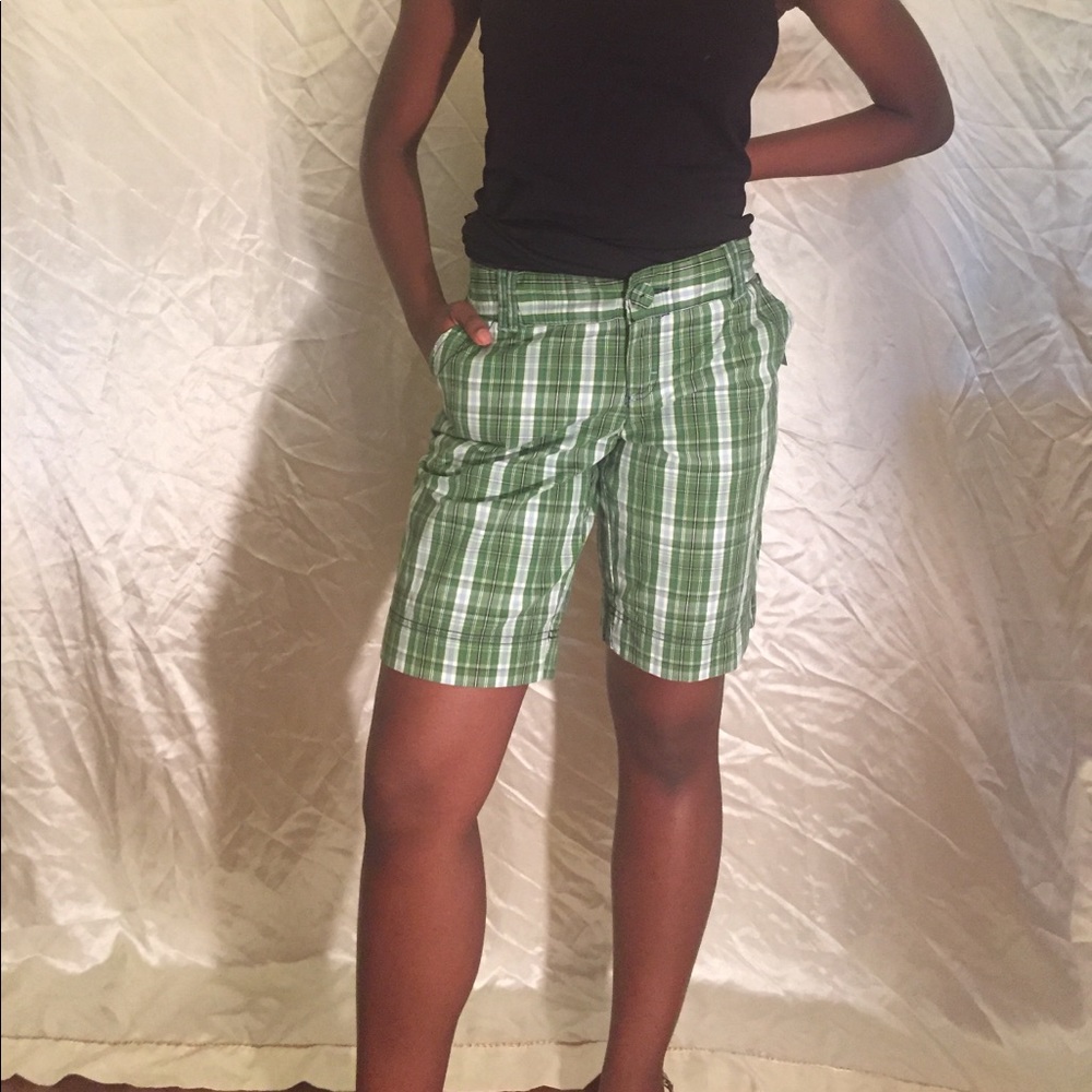 Mossimo Green and White Plaid Shorts