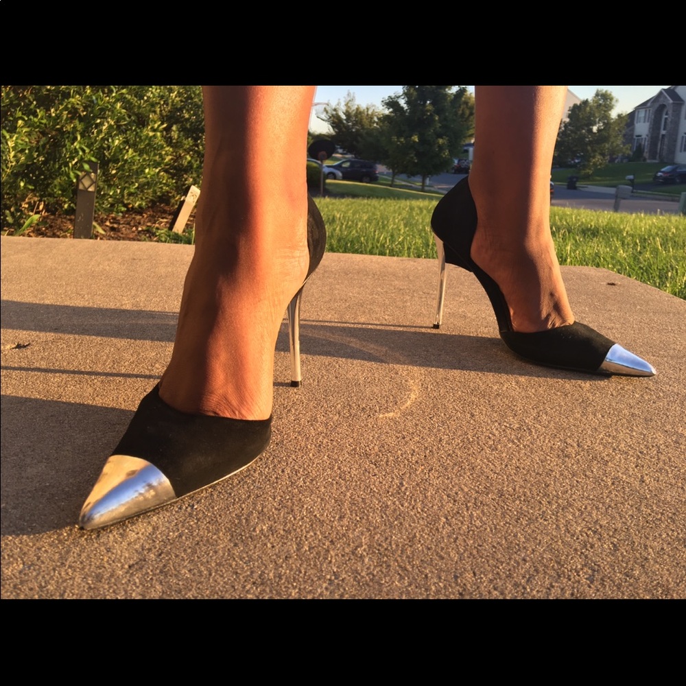 Silver Toe Bebe Stilettos