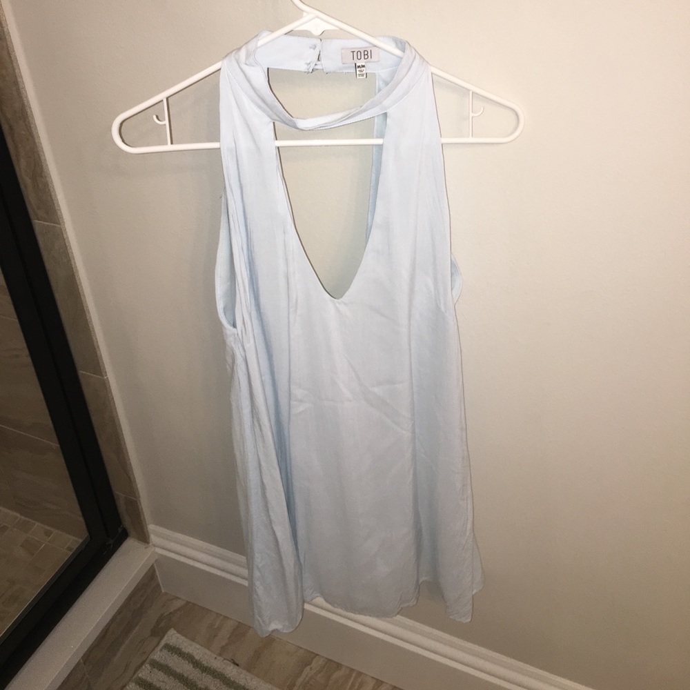 Tobi.com Deep-V Baby Blue Mini Dress